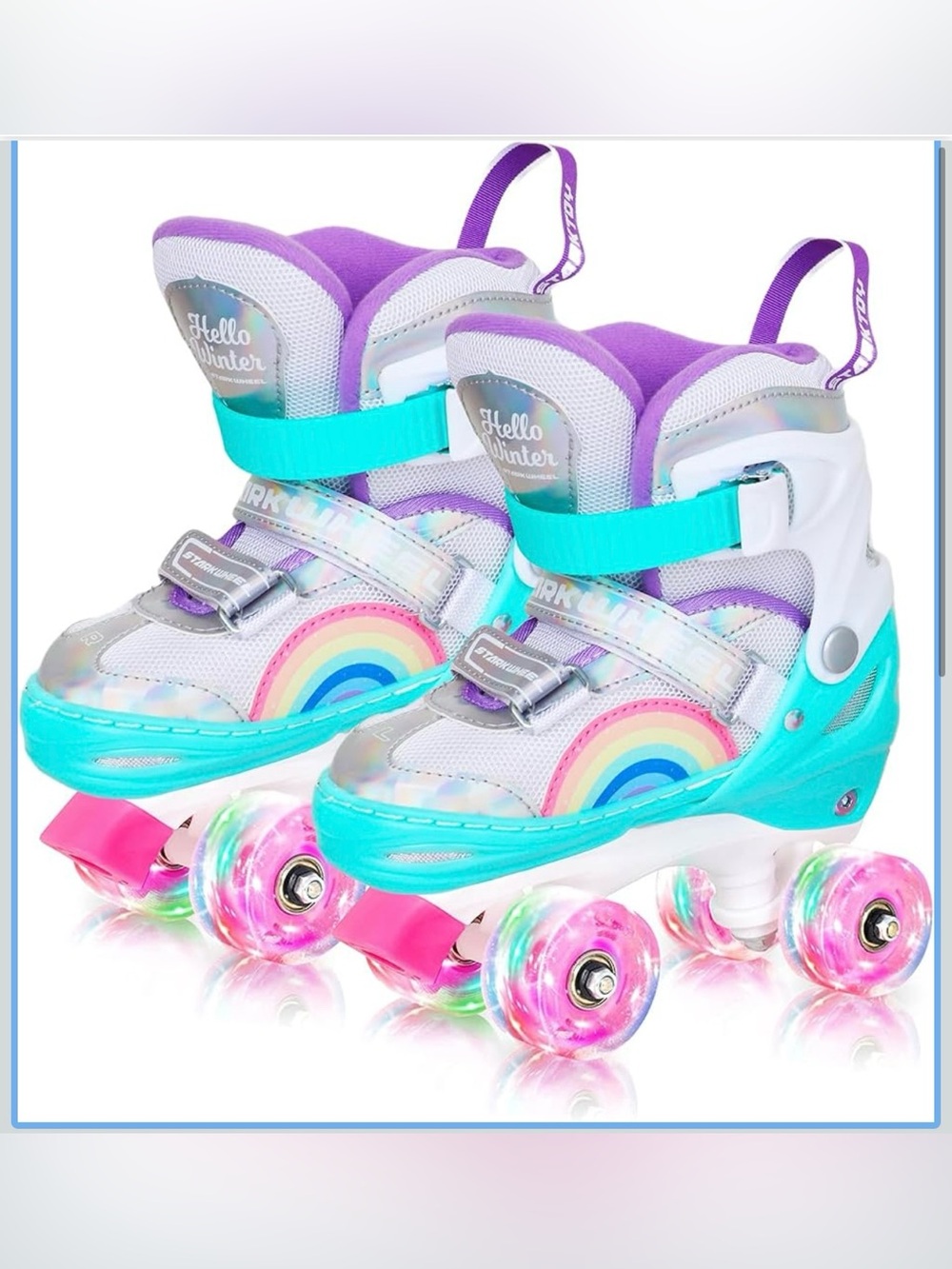 Girls' Roller Skates - Purple & Turquoise Rainbow